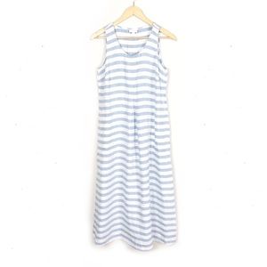 J. Jill Blue and White Striped Linen Maxi Dress S